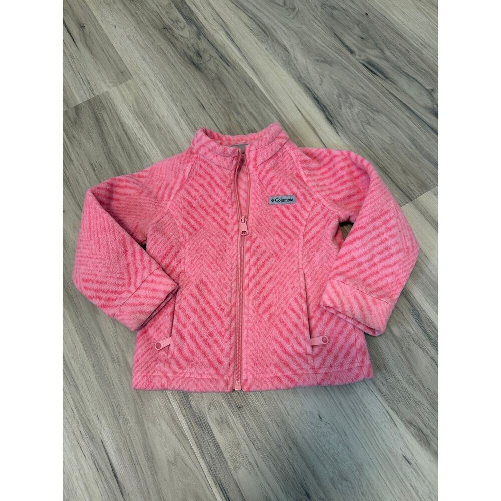 Girl's Size 3T Columbia Pink Patterned Fleece Full Zip Up Jacket